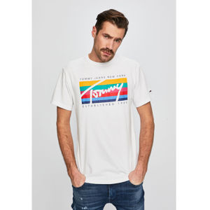 Tommy Hilfiger pánské bílé tričko Rainbow - XXL (100)